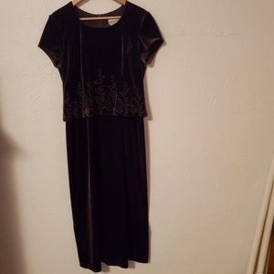 Coldwater Creek Brown Velvet Beaded Back-Hem Slit Dress P8